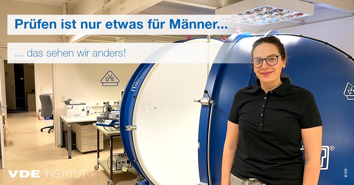 VDEinstitut's tweet photo. Arbeiten in der #Elektrobranche ist nur etwas für Männer? Wir beweisen euch am #TypischMannTag das Gegenteil: Im #VDEInstitut arbeiten viele Prüferinnen und Elektroingenieurinnen, wie z.B. unsere Mitarbeiterin Dragana.  #TypischMann #FrauenInDieTechnik #VDE https://t.co/z9hn2SIXNL