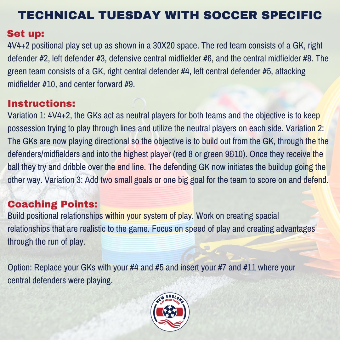 thenecsl's tweet photo. 4V4 + 2 Positional Play from @soccerspecific is a very simple and effective way of breaking down the working relationships within your particular system of play.
#soccerspecific #technicaltuesday #theNECSL #OurCorner #LeadersCreateLeaders https://t.co/tkyRmwNCaK