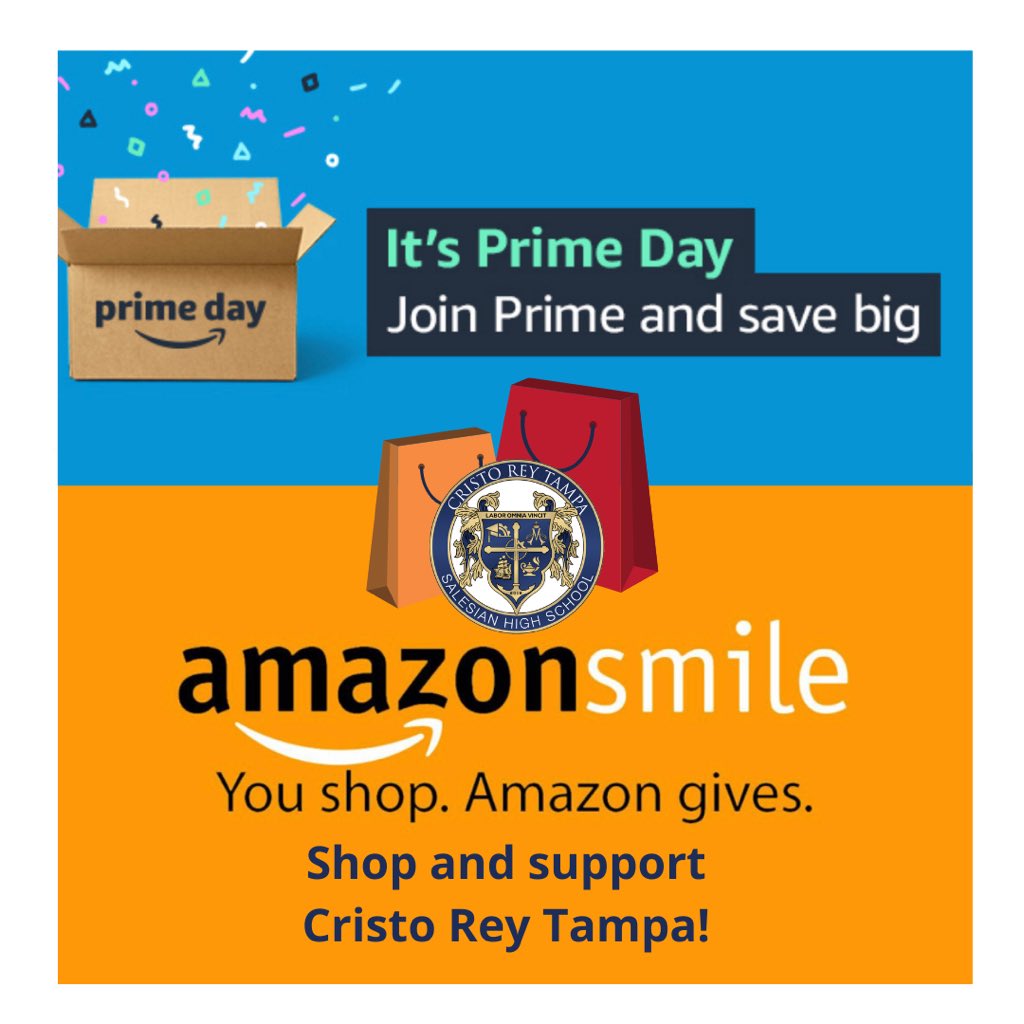 cristoreytampa's tweet photo. There is still time to shop Amazon Prime Deals! Give back while you shop at https://t.co/1mmOyXsi14 💙Choose Cristo Rey Tampa Salesian High School as your charity to support. Time to shop! 🛍🛒 #AmazonPrimeDay  #CRTproud @ScottMorreale @ParnellLongphee https://t.co/65Fwxs47Qt