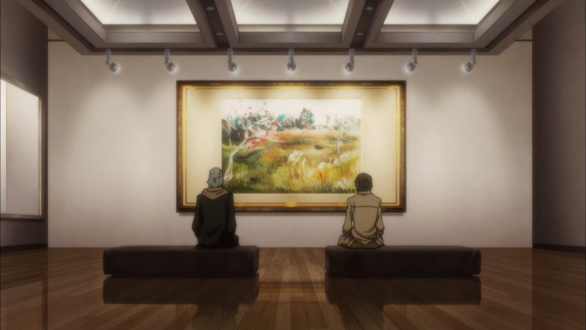 พอนึกถึงคอมโพสคนมองรูปนึกถึงซีนนี้แฮะ บุงโกตอนจบซีซั่นสอง ที่ดซบอกว่าภาพแบบนี้ฉันก็น่าจะวาดได้นะ((เพราะจริงๆแล้วภาพนี้อ.ดะไซตัวจริงเป็นคนวาดค่ะ555))