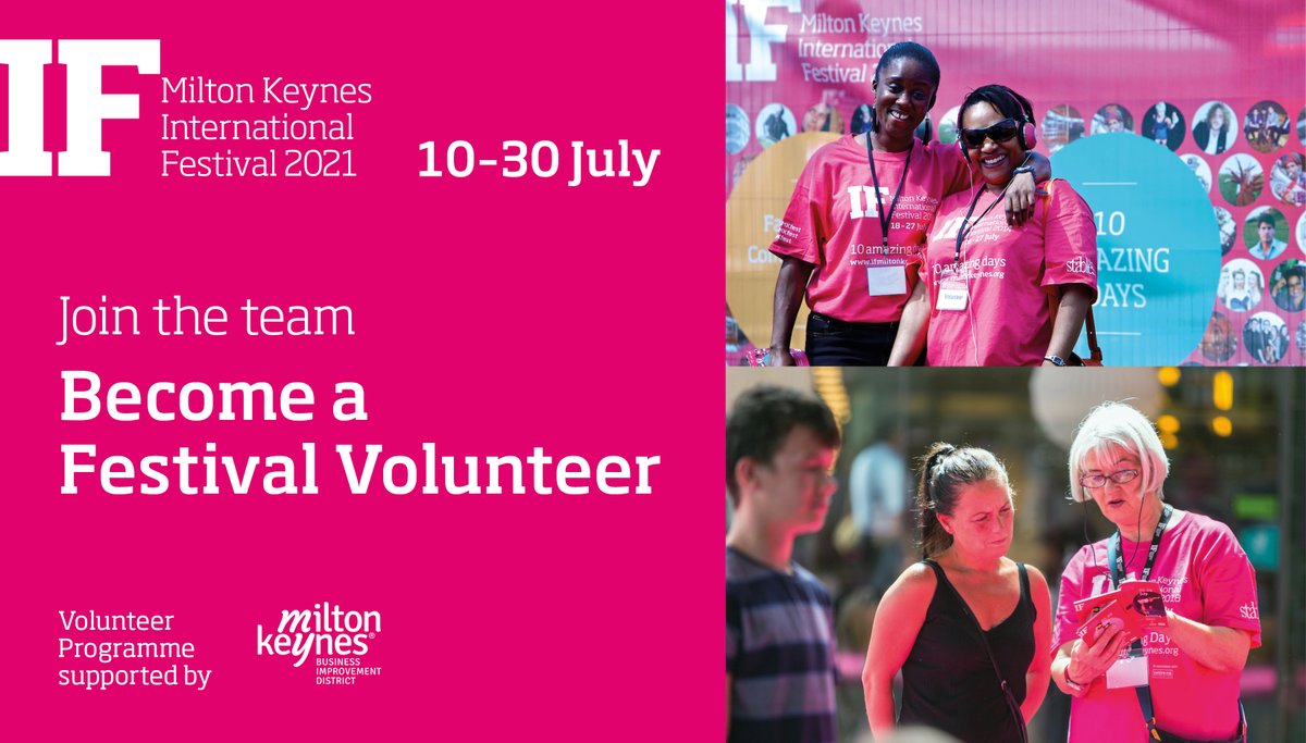 There's still time to become one of <a href="/IFMKfest/">IF: Milton Keynes International Festival</a>'s amazing #volunteers

We're proud to support #IFMKFest as volunteer partner.

Join the team: bit.ly/3oD2Ags

Feedback on previous Festivals: "Everyone involved was genuinely friendly, helpful &amp; looked out for each other."