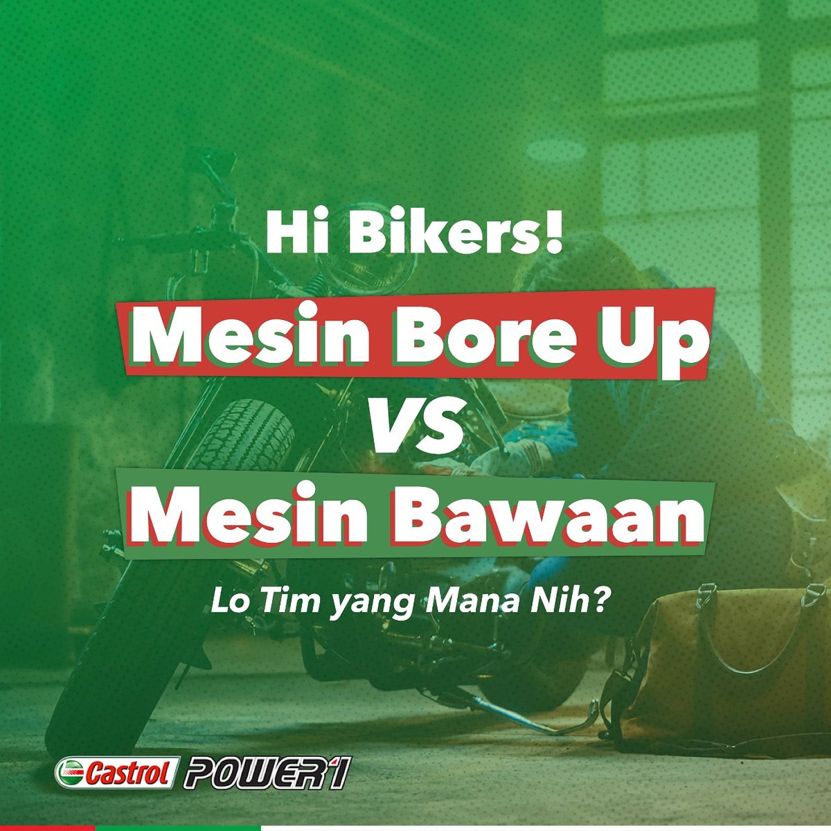 Bro &amp; Sis, bore up mesin artinya yakni memperbesar ukuran piston &amp; diameter pada silinder blok agar motor makin ngebut. Tapi bore up jg punya kelemahan, spt mesin yg gampang panas. Solusinya bisa pakai oli di atas standar spt Castrol POWER1! Mantab kan, Bro?
 #NaikinStandarLo