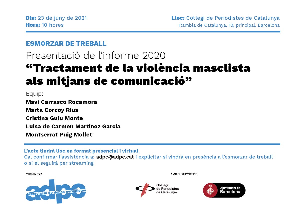 lalulumartinez's tweet photo. Mañana presentaremos el informe sobre el tratamiento informativo 2020 de la violencia machista en los medios de comunicación en España realizado por la @ADPCdones https://t.co/CcunxETkNc