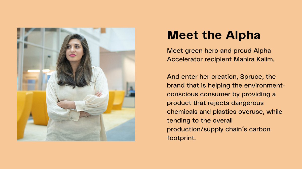 huckletree's tweet image. Meet #GreenHero &amp;amp; proud #AlphaAccelerator recipient Mahira Kalim. Animated by a unique resolve, Mahira launched @we_are_spruce after a decade-long struggle with health issues linked to the harsh chemicals hidden in our everyday use products. #Sustainability #NoPlanetB