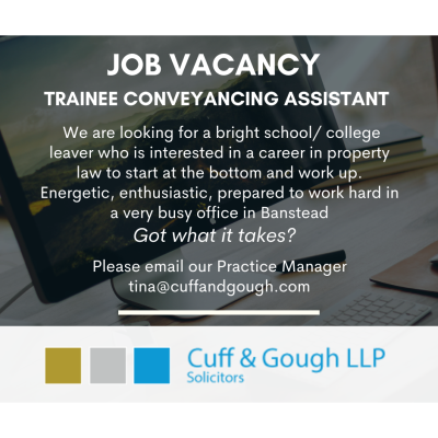 thebestofepsom's tweet photo. Opportunity for School/College leaver in Property Law at @CuffandGoughLLP in #Banstead #BansteadJobs #ConveyancingJobs https://t.co/junBd1yFzX https://t.co/vA2ASSGJH5