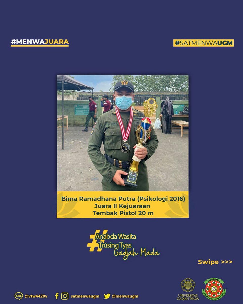 satmenwaugm's tweet photo. [SATMENWA UGM JUARA]

Pada 20 Juni 2021, perwakilan dari Satmenwa UGM mengikuti Menwa UMY National Shooting Championship 2021 di Lapangan Tembak Kodim 0730/Gunungkidul. https://t.co/xACThtMxmB