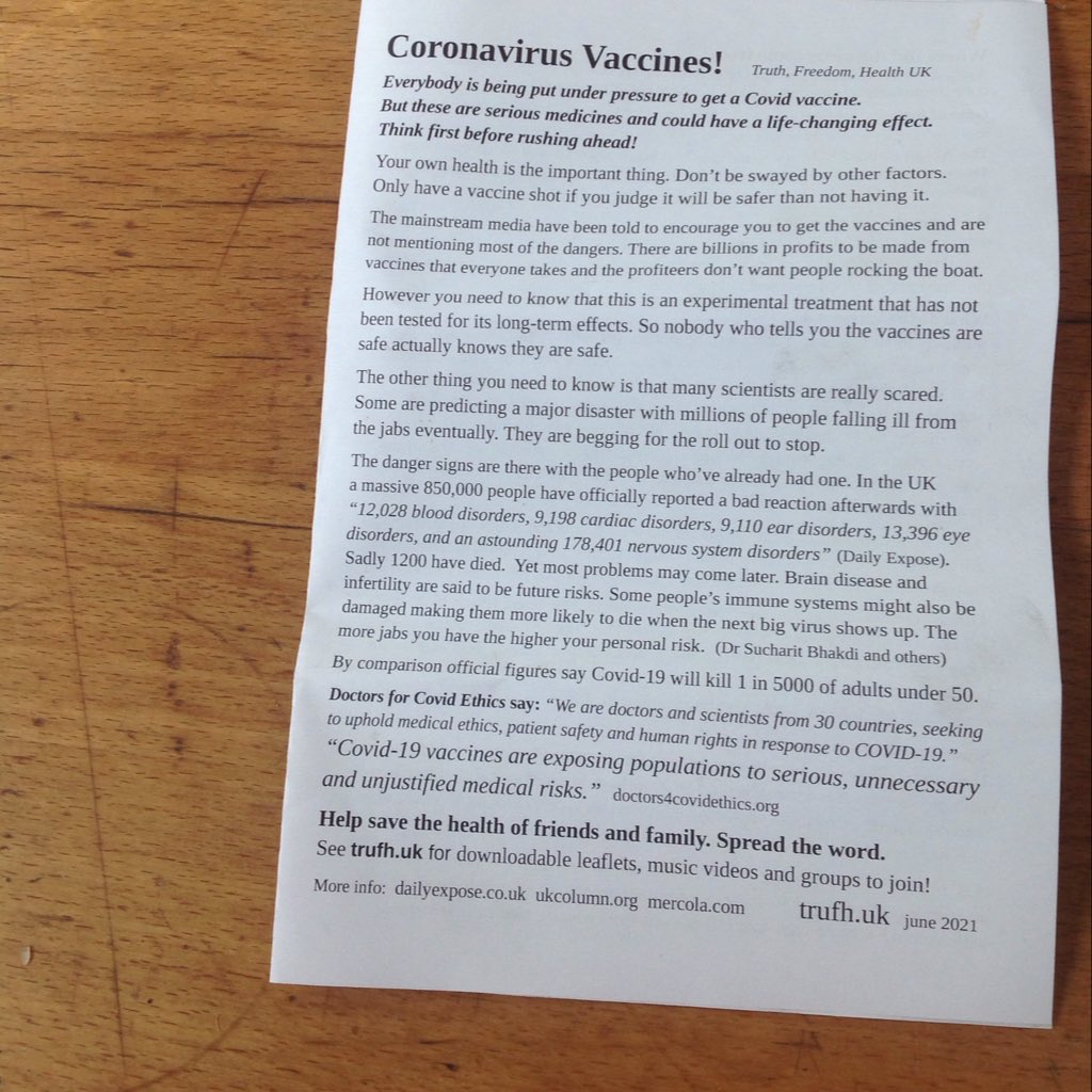 Hey <a href="/crowdfunderuk/">Crowdfunder UK</a> - I love the 'Give The World A Shot' campaign..Any word on how you justify giving anti vax groups a platform to raise funds that allow them to distribute their harmful lies in leaflets? Here is the leaflet and their crowdfunding page : crowdfunder.co.uk/vaccine-truth-…