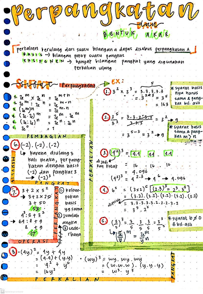 hyclostudy's tweet image. ||`ringkasan`
°📃 matematika -IX` { Perpangkatan dan
                                              Bentuk Akar ²` }

✏ sumber : buku paket kls 9 dan vidio yt
                          les guru les