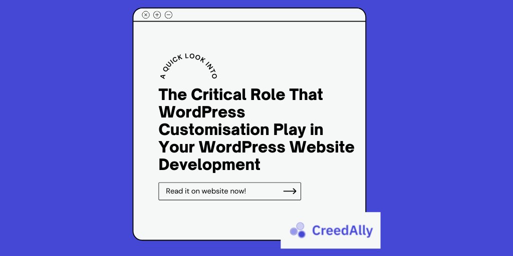creedallyofcl's tweet image. Woohoo…. A new blog post with something exciting is here for you all.

WordPress is full of wonders and customization is the one of that egg in the basket. 

#CreedAlly #WordPress #wordpresscustomisation #WebsiteDevelopment