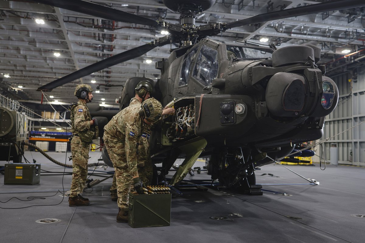 Royal Navy (@royalnavy) on Twitter photo The heavy metal thunder of <a href="/4RegimentAAC/">4 Regiment Army Air Corps</a> Apache gunships has left <a href="/HMSPWLS/">HMS Prince of Wales</a> after two fruitful weeks for the ship and Army Air Corps in the Bristol and English Channels.
The tankbusters earned their sea legs as air and ground yet got used to RN life.
ow.ly/nU3f50FfOZ9 The heavy metal thunder of <a href="/4RegimentAAC/">4 Regiment Army Air Corps</a> Apache gunships has left <a href="/HMSPWLS/">HMS Prince of Wales</a> after two fruitful weeks for the ship and Army Air Corps in the Bristol and English Channels.
The tankbusters earned their sea legs as air and ground yet got used to RN life.
ow.ly/nU3f50FfOZ9