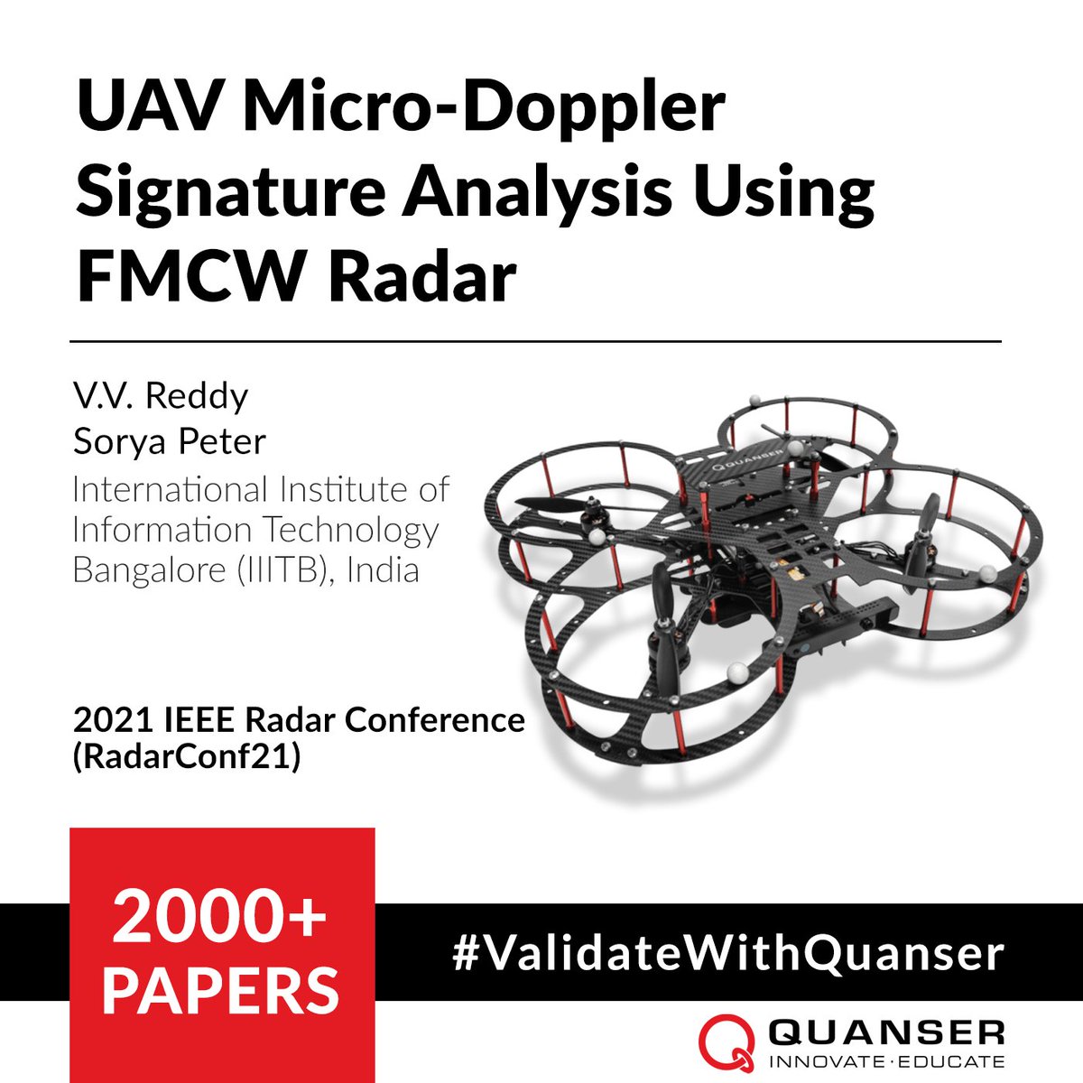#ValidateWithQuanser: Researchers from the International Institute of Information Technology Bangalore (IIITB), #India develop and experimentally validate a new approach for the study of high frequency micro-Doppler signatures. #autonomousvehicles #drones #uav