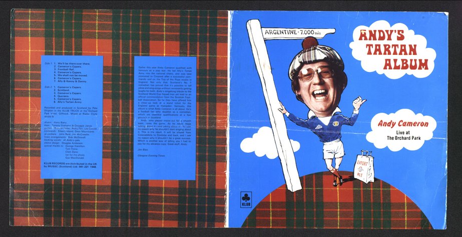 The sleeve of comedian Andy Cameron's tartan album, found in the Argentina World Cup file in #NRSArchives which contains Scottish Office communications about the 1978 tournament. Who knows what weird &amp; wonderful things future Scots may find in the 2021 files? #SCO #CRO #Euro2020