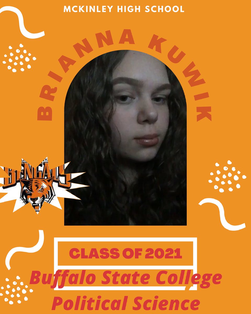 MackHighSchool's tweet photo. Congratulations to Senior Brianna Kuwik on her decision to attend Buffalo State College. BK is a very hard worker and will major in Political Science in the fall! Best of luck BK!! #elmwoodsuperstar #mackhigh #OrangeandBlack4Life @Buffalo_Schools @buffalostate https://t.co/uv4G1a3YDU