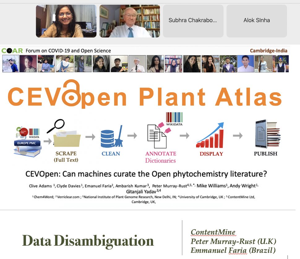 gilienv's tweet photo. For my talk, I thank my collaborators, close friends & mentors @petermurrayrust @sb_ecol & @carlmalamud.
And above all, my students - the real #Heroes of each story I've ever told! @Ambrine55195265, Citu, Abhishek, @chaitsharma001 @shweataHegde, Vipin, Jamilia & #CEVOpen Team! https://t.co/QczNJQ4UeT