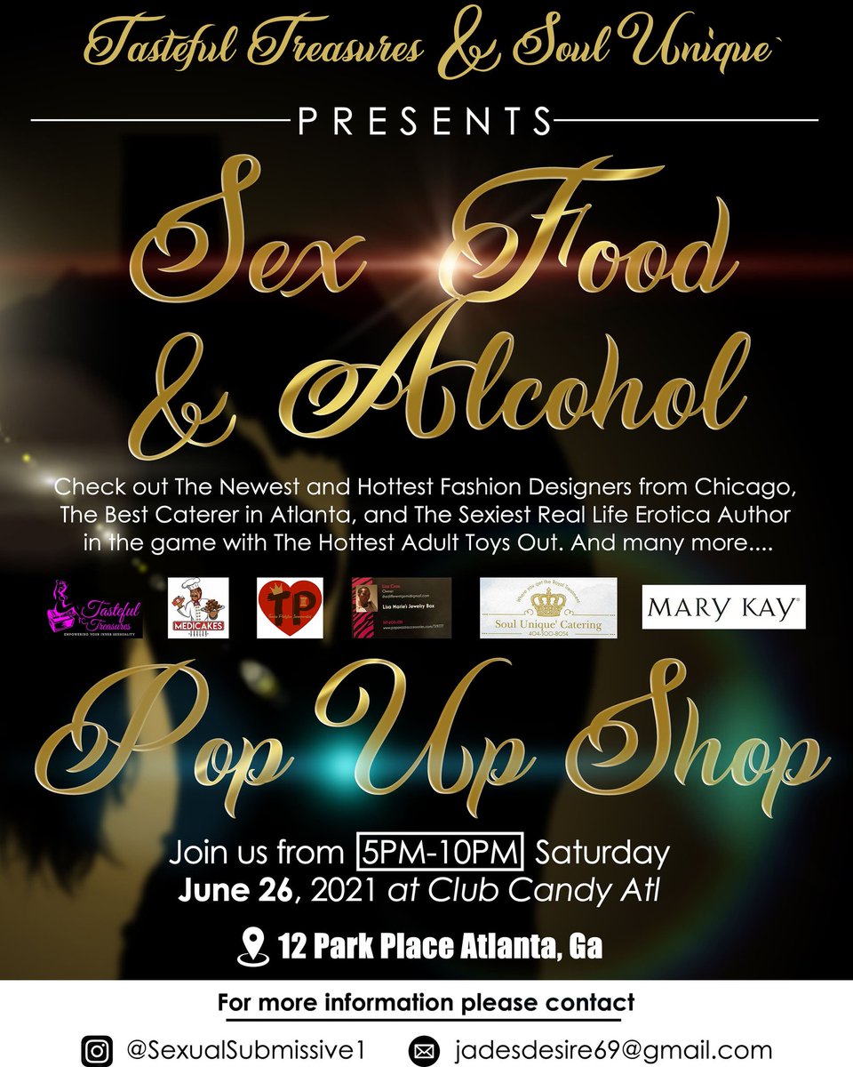 sexualsubmit1's tweet photo. Come join the sexiest Pop Up Shop in Atlanta this Saturday

#popupshop #atlevent #atlnights #BlackOwnedBusiness #blackentrepreneurs #BlackOwned https://t.co/8tZjtPDY0X