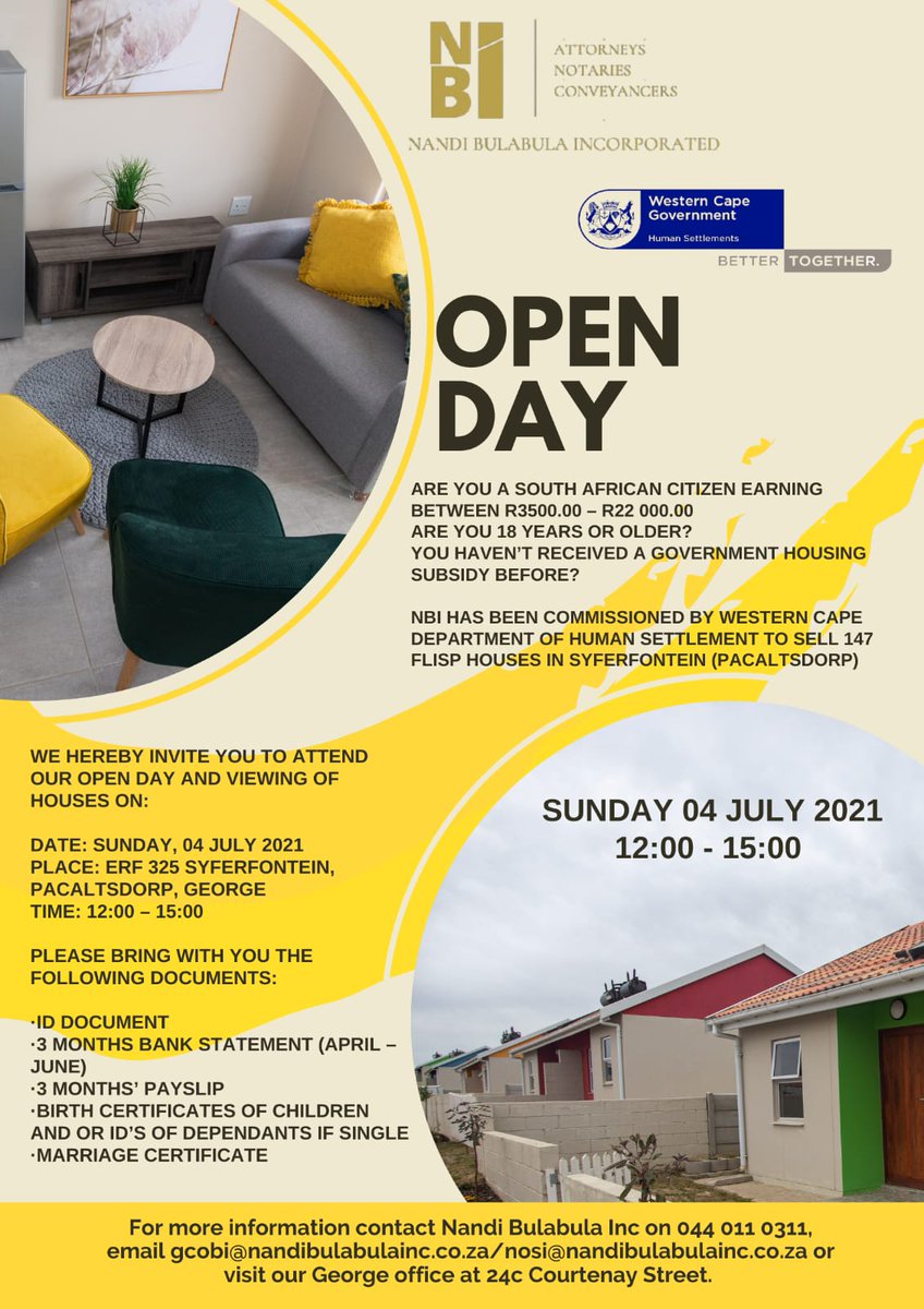 GardenRoute_DM's tweet image. Sunday, 4 July 2021 from 12:00 - 15:00 - are you in? 

Share with your contacts please?

#Flisp
#Housing
#GardenRoute
#SouthAfrica
#Pacaltsdorp