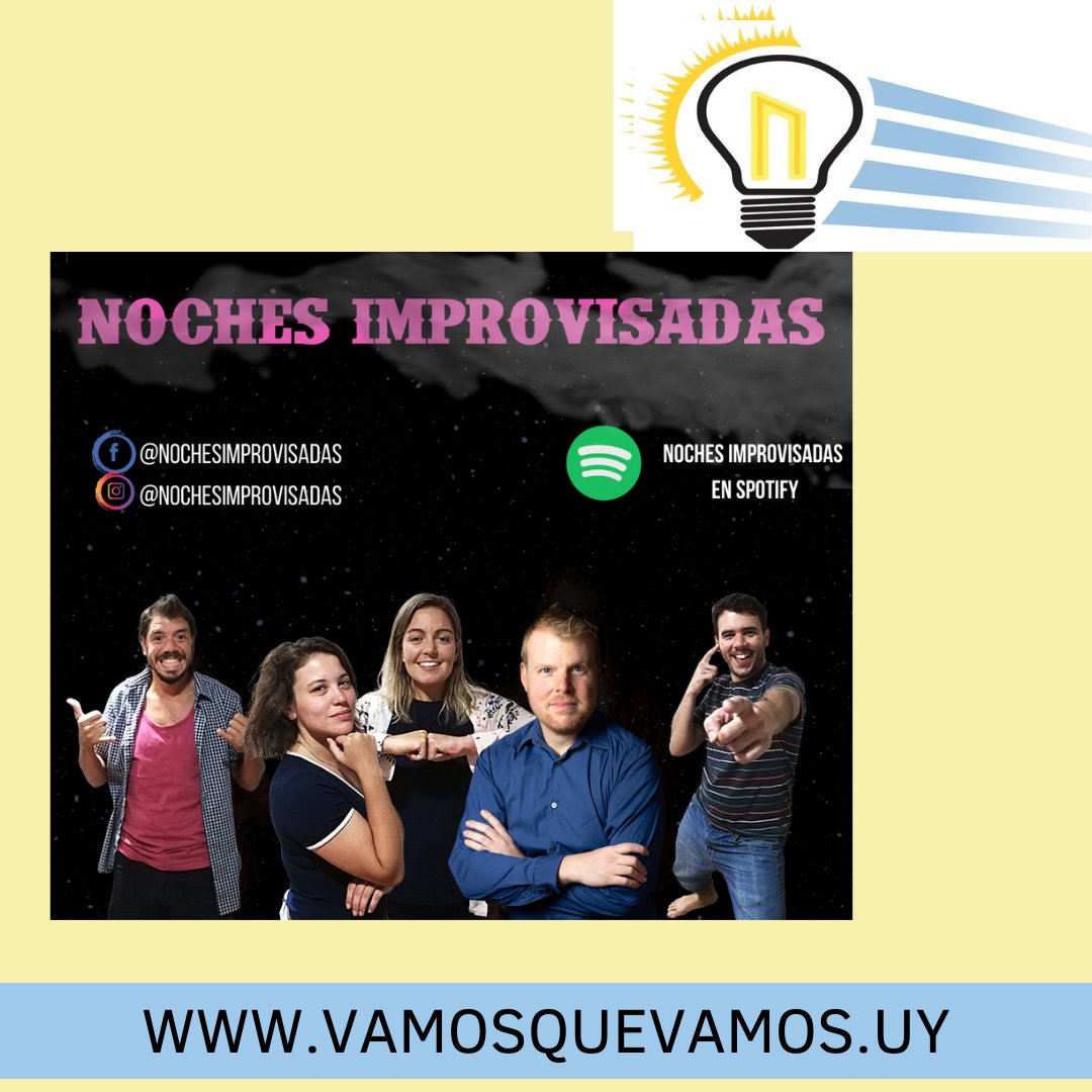 UyVqv's tweet photo. Noches Improvisadas es un proyecto radial de entretenimiento. Surge en el contexto de la Pandemia, y busca acercar el teatro a la radio, convertir el éter en el escenario de los tiempos que corren. 
https://t.co/7OXk9RHjXr
#CrowdfundingUruguay #Emprender #VqV #VamosQueVamos https://t.co/iyayYXvuyo