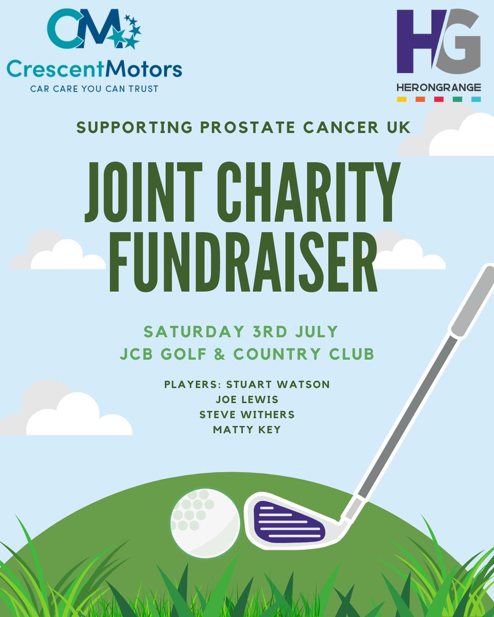 Stuart and Joe will be partaking in a golf event for prostate cancer on 3rd July....an all day event at JCB Golf and Country Club in Staffordshire ⛳

Please dig deep and help us contribute to this fantastic charity event <a href="/herongrange/">Herongrange Security & Systems Ltd</a>