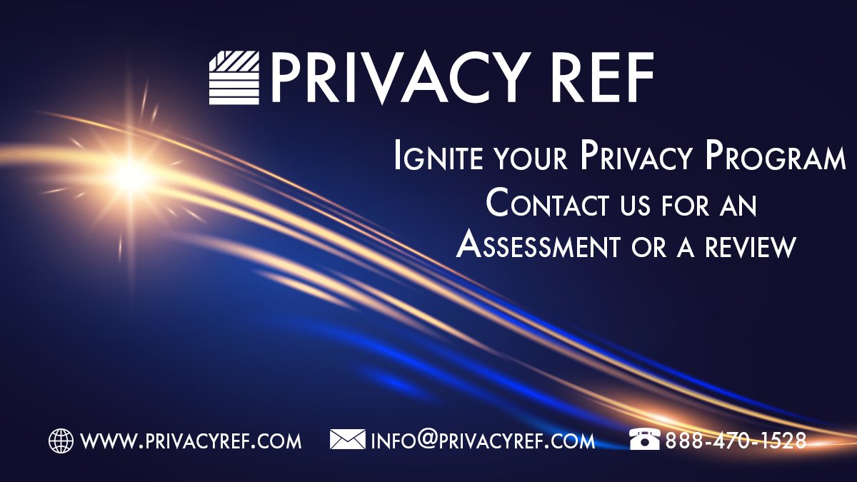 PrivacyRef's tweet photo. Ignite your #PrivacyProgram! Contact us today for an assessment or a review, our elite team of #privacyexperts is standing by. #Privacy #Assessment #DataProtection #Compliance
https://t.co/wdvbQS7xl5 https://t.co/CLzNeeK1Hj