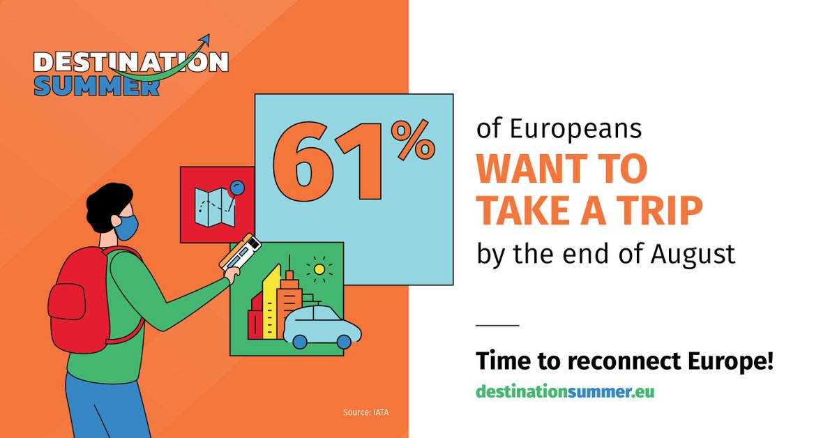 ETRC_'s tweet photo. "Member States need to step up their efforts to ensure they can seamlessly issue certificates and verify them without delay" - @ThierryBreton. Read the full blog post here: https://t.co/vd19yjwT3y 

People are ready to travel again! Time to reconnect Europe #DestinationSummer https://t.co/1zhAMTKCMl