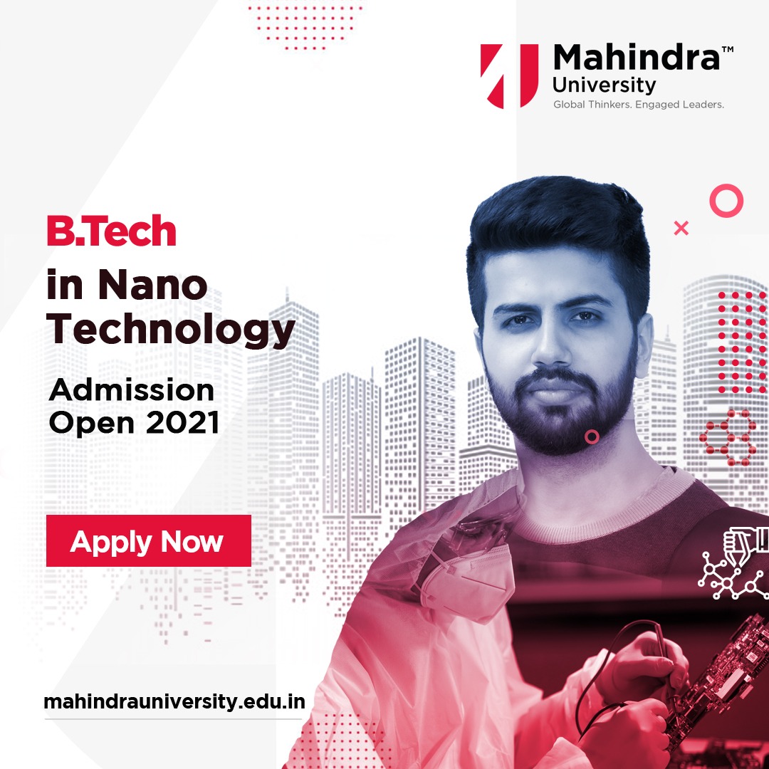 MahindraUni's tweet photo. Our https://t.co/WCSR0EQYBV program aims to provide an excellent training platform in the emerging interdisciplinary technology, helping students learn more about Nano materials and nano science along with practical applications. 

#Mahindrauniversity #MUAdmission2021 #MUBtech https://t.co/Iku0TGAJJT