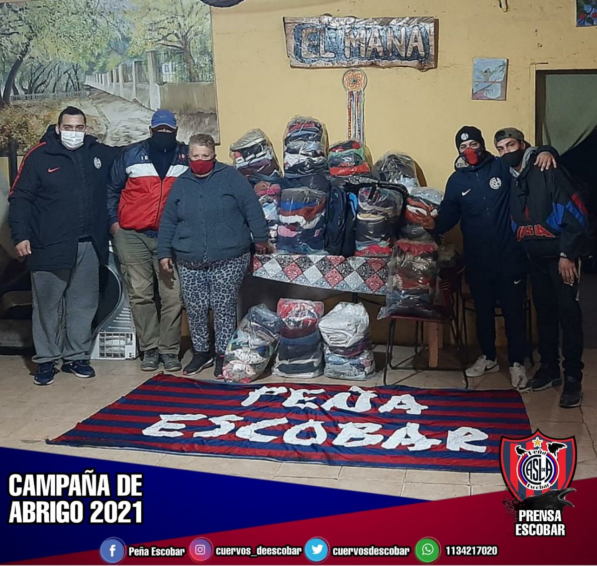 CuervosdEscobar's tweet photo. Una vez más, llevamos a cabo la campaña de abrigo, fue un récord en cuanto a cantidad, y estamos más que orgullosos y agradecidos a toda la gente que colaboró para ayudar a nuestro querido Comedor Infantil El Mana.

#PeñaEscobar
#CampañaDeAbrigo
#AccionSocial
#ZonaNorteAzulgrana https://t.co/xpKyIqFcdn
