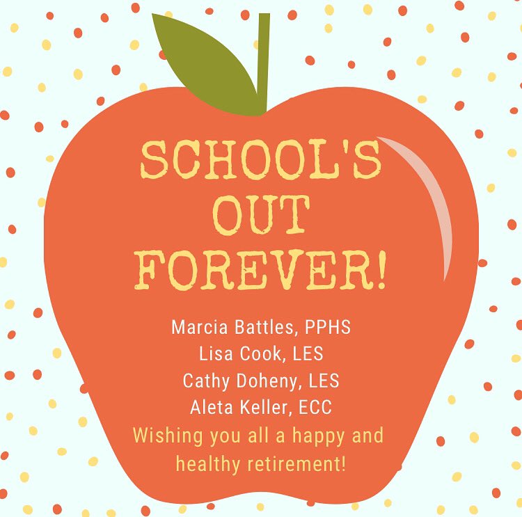 PalisadesParkEA's tweet photo. Congratulations to our retirees! π Thank you for all youβve done for our students. You will be missed! #ppea #ppeacares #retirement #schoolsoutforever #palisadespark #nj #newjersey #palpark #pphs #les #ecc https://t.co/chM0TBhaNn