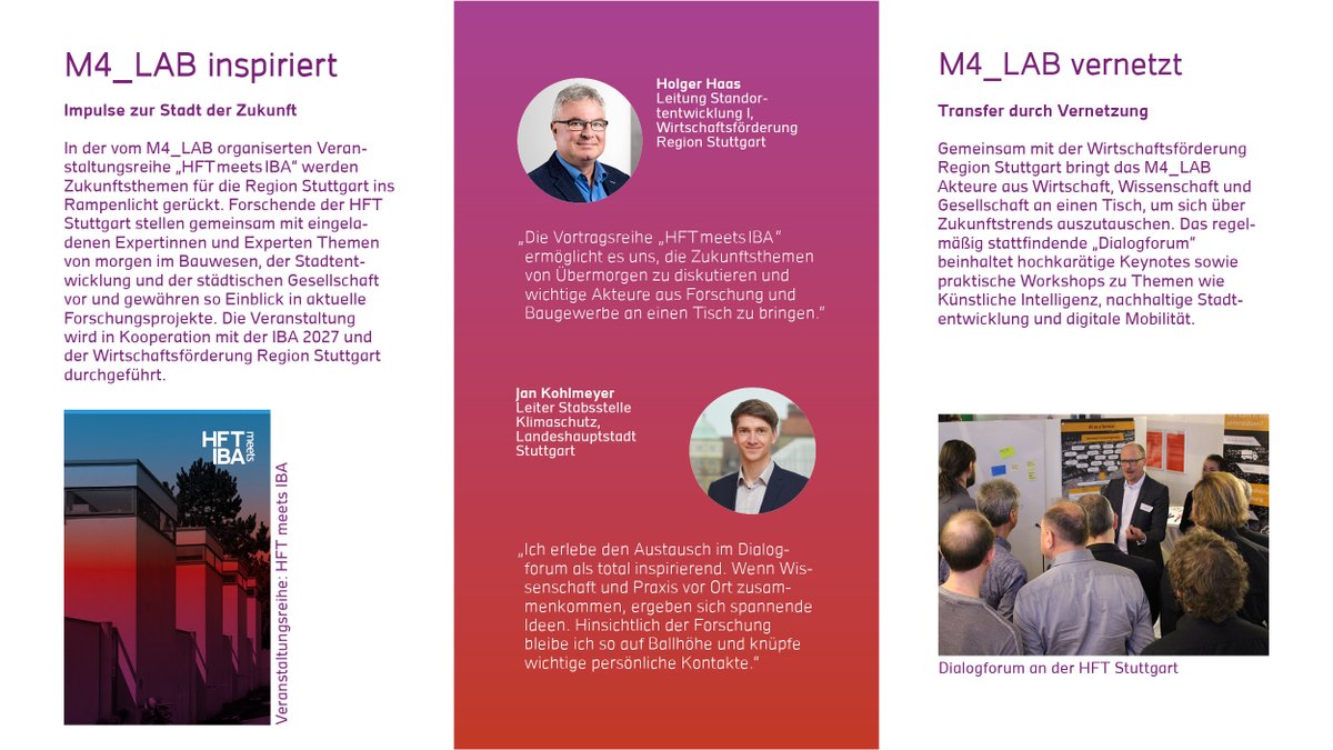 Mehr Informationen zu HFTmeetsIBA + Anmeldung:
hft-stuttgart.de/veranstaltung/…

Mehr Informationen zum Dialogforum:
hft-stuttgart.de/transfer/fuer-…

#InnovativeHochschule #Transfer #Bauen #Stadt #Zukunft #Vernetzen #Networking #Metropolregion <a href="/HFT_Presse/">HFT Stuttgart</a> @WRS_GmbH @IBA2027