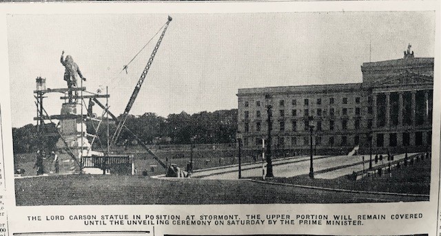 BelfastCentLib's tweet photo. #OnThisDay in 1933 a view of Stormont captured in the Belfast Telegraph before the official statue unveiling #BelfastCentLib @LibrariesNI newspaper collections #connectwithheritage https://t.co/2nvzExgYEA