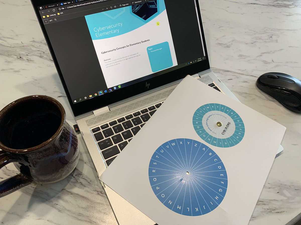 t_ward18's tweet photo. Cannot wait for day 2 of #CEDF. I have my cipher wheel and ready to learn about encryption and password strength with @cyber_dot_org’s Laurie, Brittany, &amp; Ben! #cybersecurity #innovateND https://t.co/Wemj8azSmi