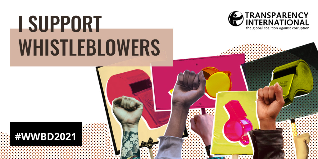 anticorruption's tweet image. #Whistleblowers are brave individuals and are vital for exposing corrupt schemes. Tomorrow, World Whistleblowers Day, join us in a global call to #SupportWhistleblowers. 

#WWBD2021