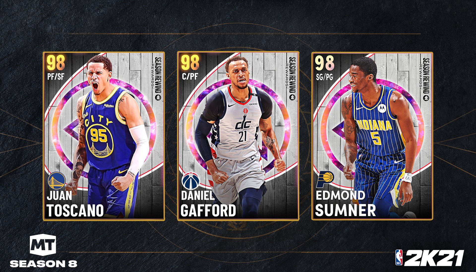 NBA 2K MyTEAM on Twitter: "Complete new Agendas for the Warriors, Pacers,  and Wizards to earn these new Galaxy Opal players: ▪️ Juan Toscano-Anderson  ▪️ Daniel Gafford ▪️ Edmond Sumner https://t.co/Hso22pPTAA" /