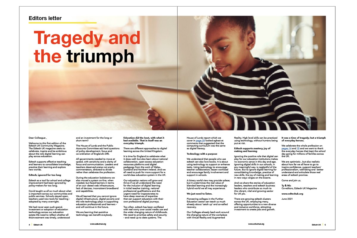 Edtech UK (@edtechukhq) on Twitter photo The 'Tragedy and the Triumph' Editors' letter ...
The new #Edtech #UK #Community #Digital #Magazine - available to view on: edtechuk.org
.<a href="/NicolePonsford/">Dr Nicole Ponsford</a> .<a href="/ty_goddard/">Ty Goddard 🇺🇦</a> The 'Tragedy and the Triumph' Editors' letter ...
The new #Edtech #UK #Community #Digital #Magazine - available to view on: edtechuk.org
.<a href="/NicolePonsford/">Dr Nicole Ponsford</a> .<a href="/ty_goddard/">Ty Goddard 🇺🇦</a>