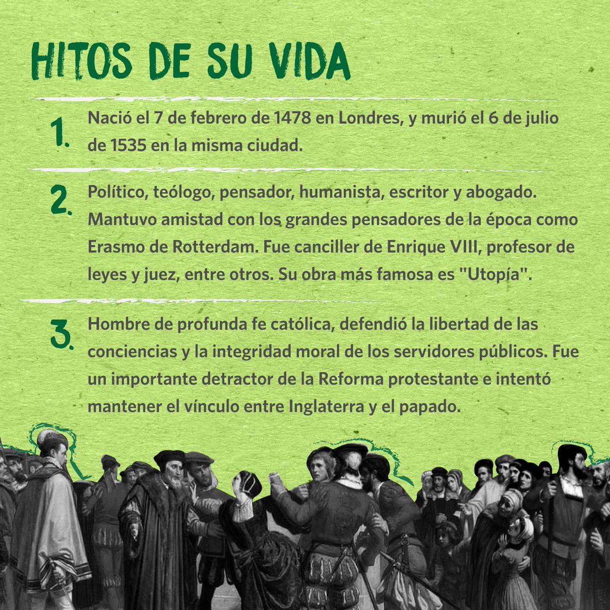 chilesiempre's tweet photo. TOMÁS MORO| Cada 22 de junio, el santoral católico recuerda a Santo Tomás Moro, destacado abogado, político y pensador inglés.
Como ChileSiempre queremos celebrar a Moro, ejemplo vivo de la rectitud y coherencia que debe tener un servidor público.
Invitados a leer y compartir! https://t.co/x6SsqaNpy2