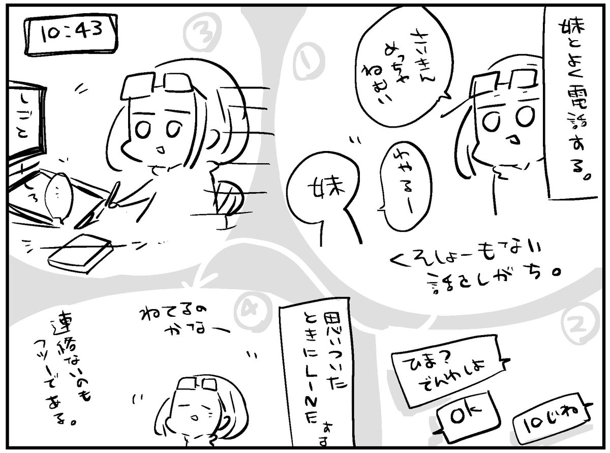 妹と電話しようぜっつってた時間から一時間過ぎました 逆もよくやります 青山六郎の漫画