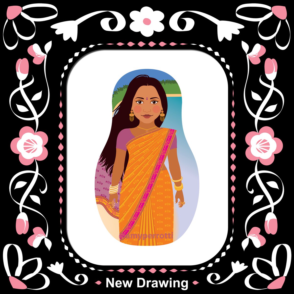 AmyPerrotti's tweet image. New Drawing: Mauritian Indian Diaspora amyperrotti.blogspot.com/2021/06/maurit… #mauritian #Indians #culturalheritage #artwork #Diversity #familytree #Diaspora #nurseryart #Babygirls #newmom #newdad #babyshowergift #matryoshka