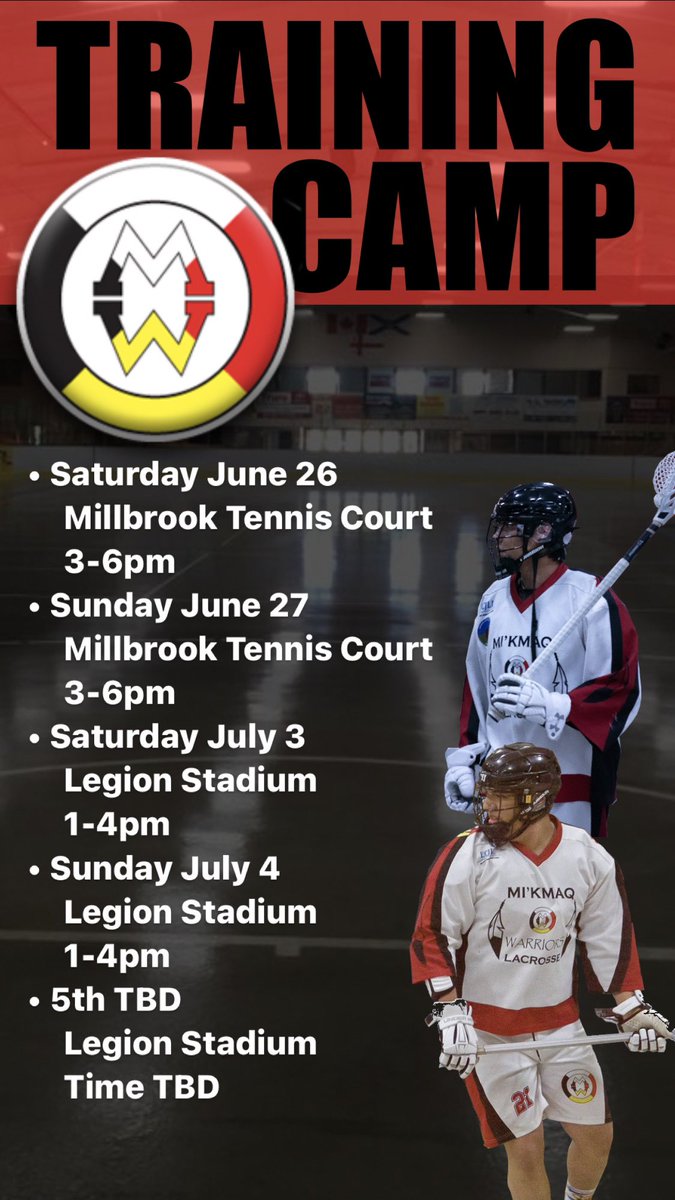 Training camp dates are set for the upcoming season! We can’t wait to see players back and get ready for the the season!

Please let one of the coaches know if you can or cannot make it, as covid restrictions are still in place, and limit the numbers.