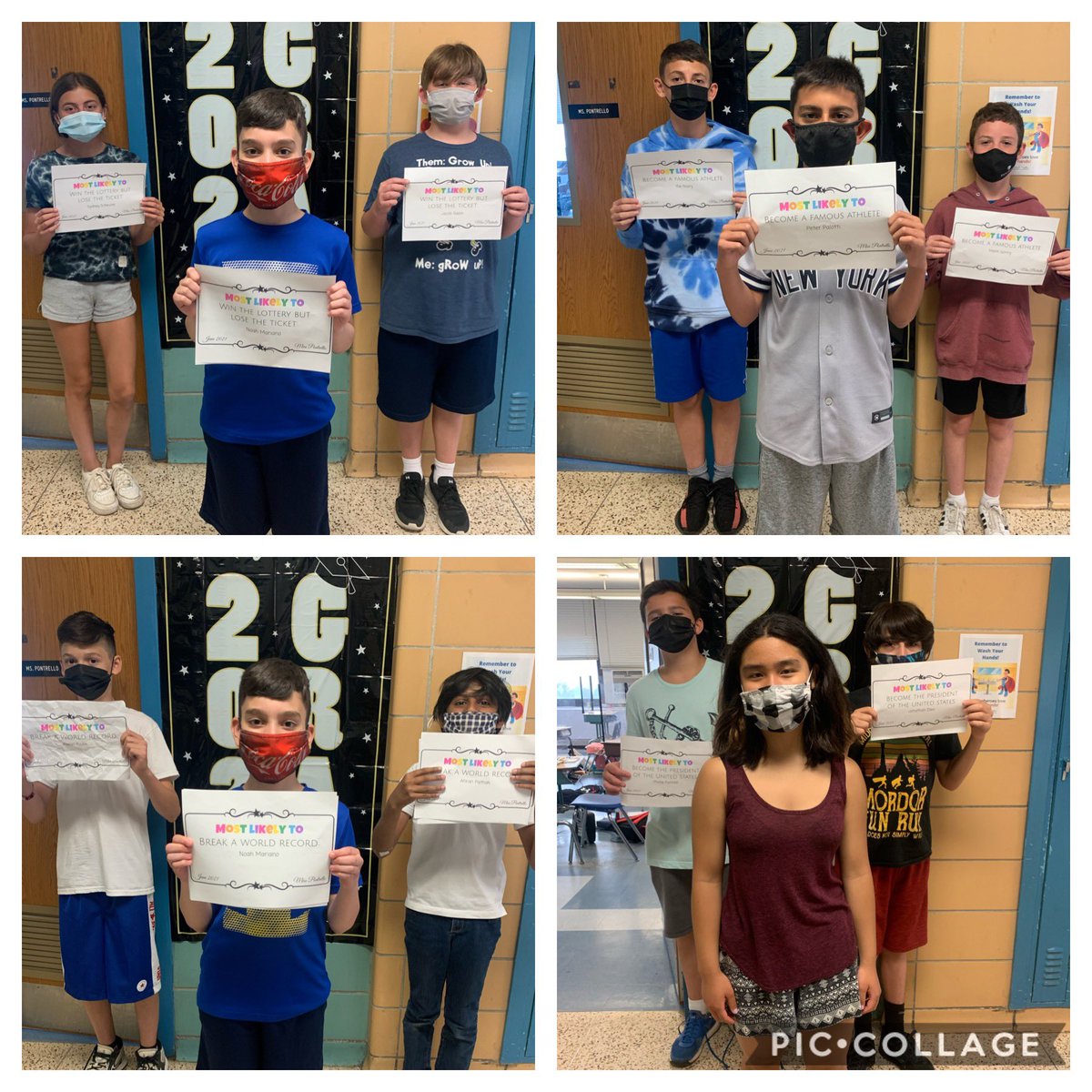 MissPontrello's tweet photo. 6th grade end of the year superlatives! @School9E @OSchoolsPR 🎓 https://t.co/1dlxkO2fRQ