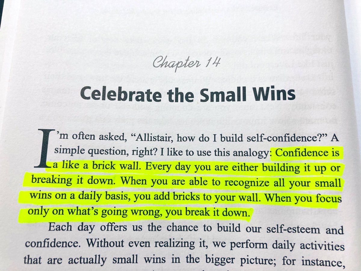 AllistairMcCaw's tweet photo. “Confidence is like a brick wall. Every day you are either building it up or breaking it down.” Pg54 #WinningAttitudeMindsetBook https://t.co/C3Osuf8Ek9