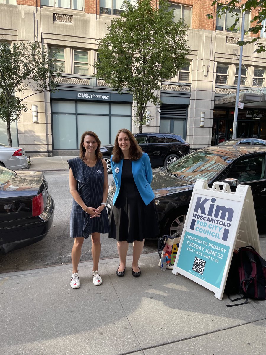 TaLisaNYC's tweet photo. Out this morning on Election Day with ⁦@JessLappin⁩ supporting ⁦@kimmosc⁩ for City Council District #5. Polls close at 9am. Go vote!! https://t.co/keQRYcf9Z8