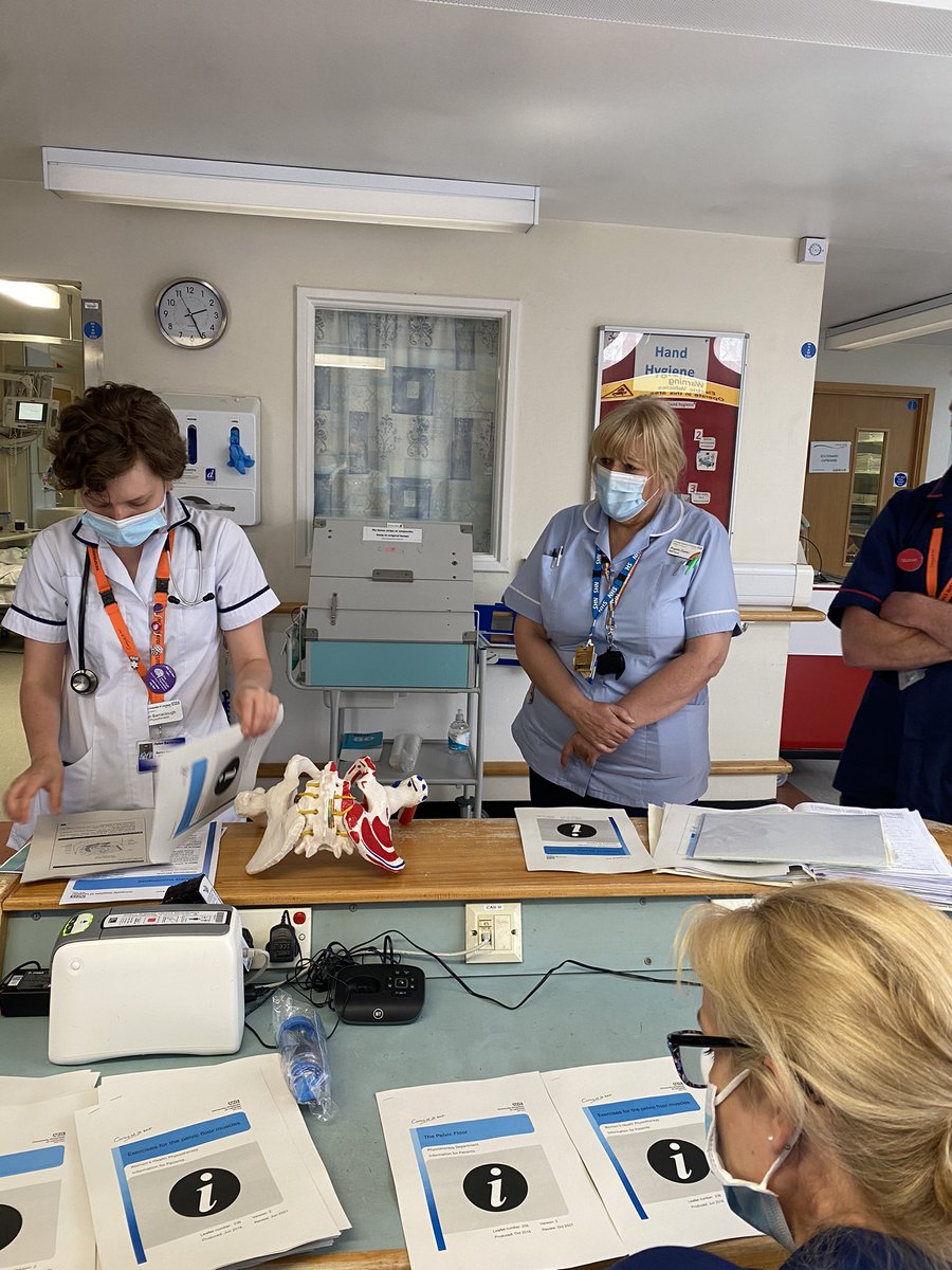 Ward16GH's tweet photo. Great training delivered by senior physio, Helen. Highlighting the importance of  #pelvichealth and how exercises can benefit our respiratory patients&amp; it’s relation to continence! Great engagement from the MDT! #continenceweek #itsformenandwomen @UHLsue_mason @UHLRRCV @UHLfox https://t.co/cO5CnR37WG