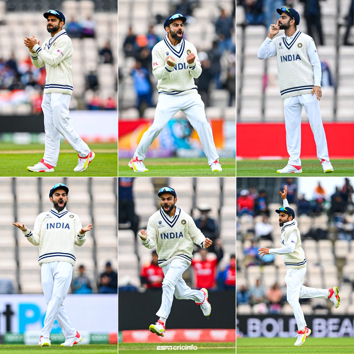 cricinfo's tweet photo. Appeals, shushes, celebrations, send-offs

Virat Kohli is pure box office 🍿 https://t.co/ortwWzhpII