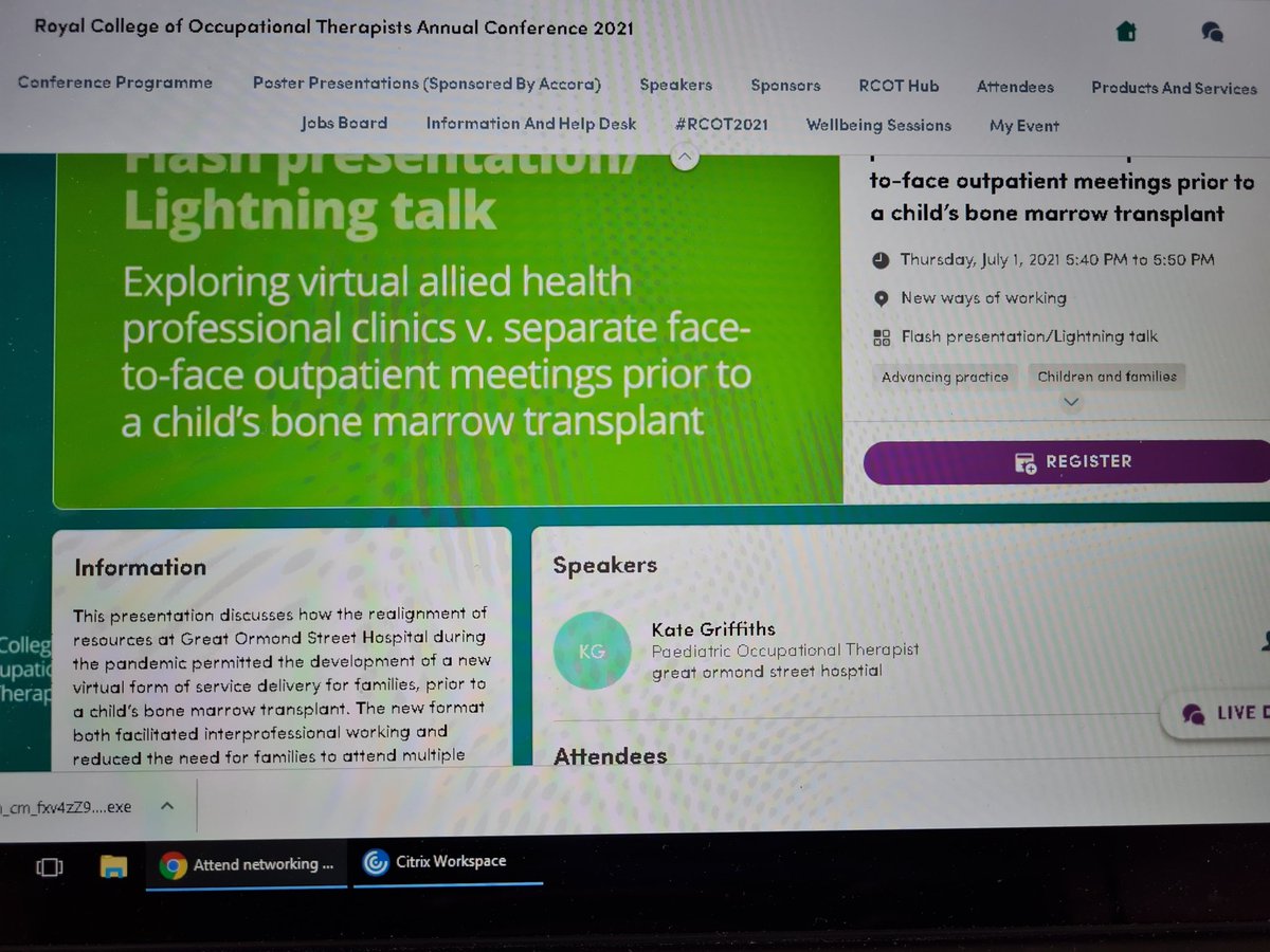 And we are live! <a href="/KateGri87588837/">Kate Griffiths</a> and I are presenting at this year's #RCOTAnnualConference. Come and learn more about our work at <a href="/GreatOrmondSt/">Great Ormond Street Hospital for Children</a>. Looking at #VirtualClinics and #AHP working! #OT #RCOT