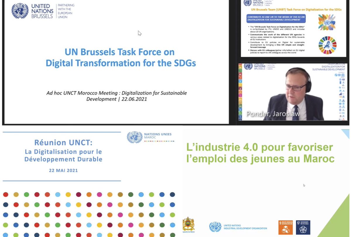 How does the #UN implement the 🇺🇳#SG Road Map on #DigitalCooperation at country level? Great discussion with UNCT Morocco 🇲🇦 & presentations from 
@UNTechEnvoy @ITU @UNAIDS & @UNIDOMorroco .

#OneUN #DigitalTransformation for #SDGs 
@DigitalEU @UNinBrussels