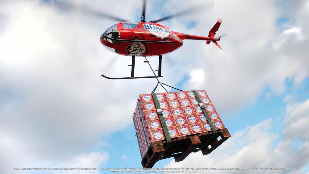 Yep, that’s exactly what it looks like...A HELICOPTER GETTING READY TO DROP THE FIRST PACKS OF APPLE. You could be there when it happens. Just RT NOW to enter. #BuschLightAppleDrop #Sweepstakes