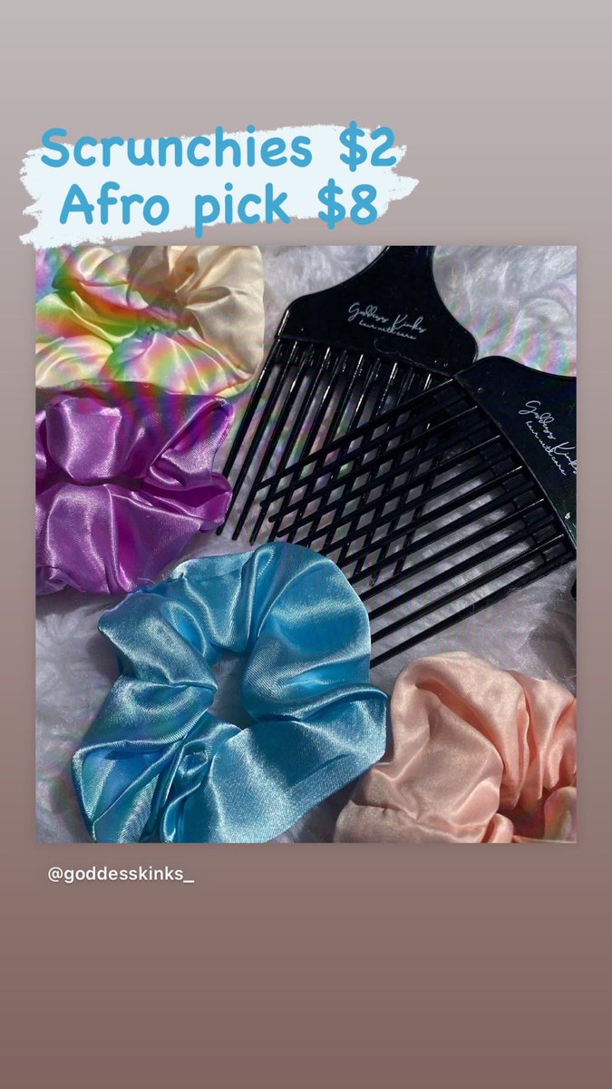 GoddessKinks_'s tweet photo. Scrunchies $2✨ Afro Pick $8✨
 #clearoutsale #blackownedbusiness https://t.co/a58WnkNFrA