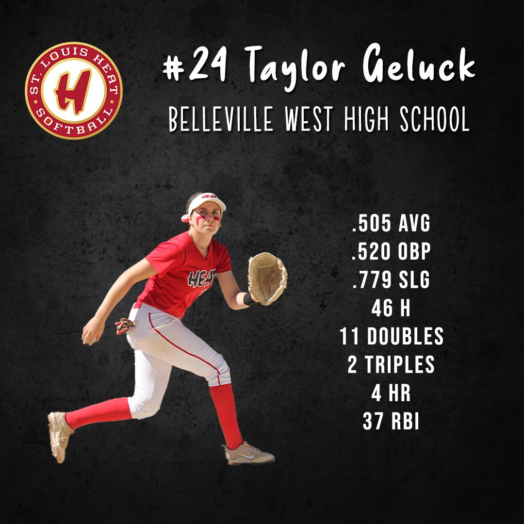 stlheatsc's tweet photo. Congratulations to #24 Taylor Geluck @TaylorGeluck on an outstanding high school softball season! 

Great job, Taylor🔥 🔥 🔥 https://t.co/pypRqGGsn8