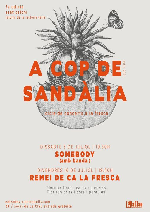 InfoClau's tweet photo. Amb molta alegria us anunciem que per fi tornen els concerts a la fresca de La Clau! Torna A Cop de Sandàlia! 😍🏖🎶
Reserveu-vos les vesprades del dissabte 3 i el divendres 16 de juliol, ja que gaudirem de Somebody  (Agustí Calbet amb banda!) i @remeifresca ! https://t.co/eMq2xS9yID