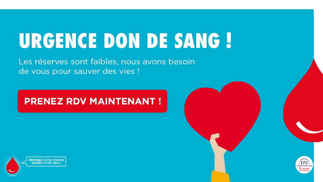 EFS_dondesang's tweet photo. [#Urgence #DonDeSang] 📢 Avant ou pendant vos vacances, et si vous bloquiez 1H dans votre TO DO pour faire une bonne action ? #PrenezLeRelais

Prenez RDV ➡️ https://t.co/64D2ypw9qt https://t.co/A4xyqLnSEX