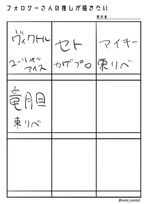 2枚目の方のまだ募集してます、、🥺ぜひぜひキャラ名書いて😭♥️ 